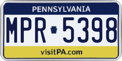 PA license plate MPR5398