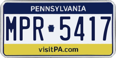 PA license plate MPR5417