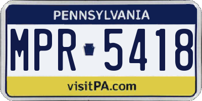 PA license plate MPR5418