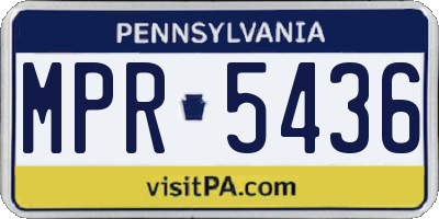 PA license plate MPR5436
