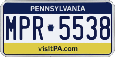 PA license plate MPR5538