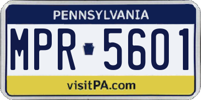 PA license plate MPR5601