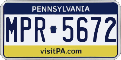 PA license plate MPR5672