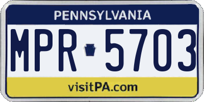 PA license plate MPR5703