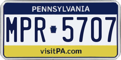 PA license plate MPR5707