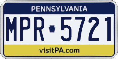 PA license plate MPR5721