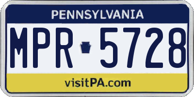 PA license plate MPR5728