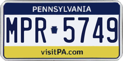 PA license plate MPR5749