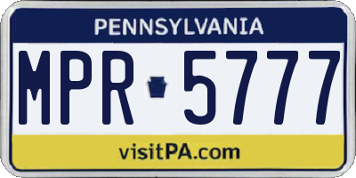 PA license plate MPR5777
