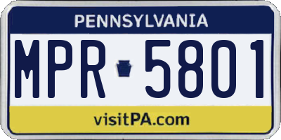 PA license plate MPR5801