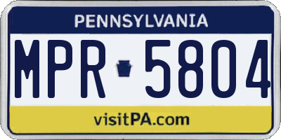 PA license plate MPR5804