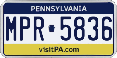 PA license plate MPR5836
