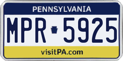 PA license plate MPR5925