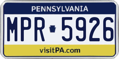 PA license plate MPR5926