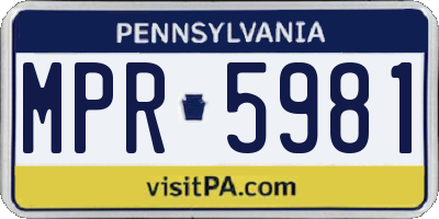 PA license plate MPR5981