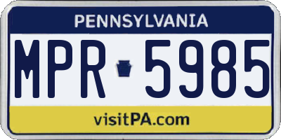 PA license plate MPR5985