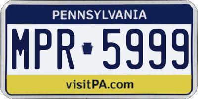 PA license plate MPR5999