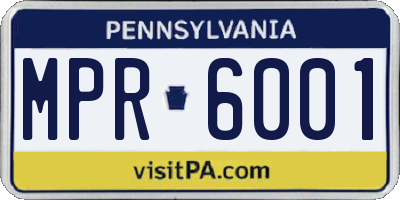 PA license plate MPR6001
