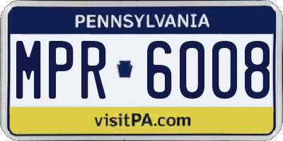 PA license plate MPR6008