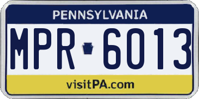 PA license plate MPR6013