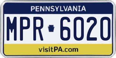PA license plate MPR6020