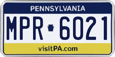 PA license plate MPR6021
