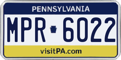 PA license plate MPR6022