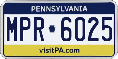 PA license plate MPR6025