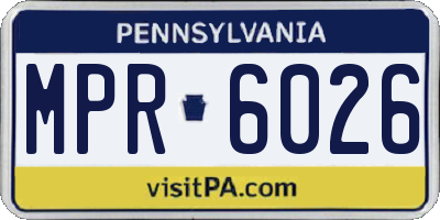PA license plate MPR6026