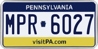 PA license plate MPR6027