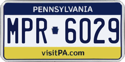 PA license plate MPR6029