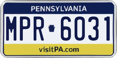 PA license plate MPR6031