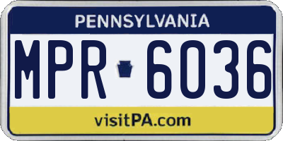 PA license plate MPR6036