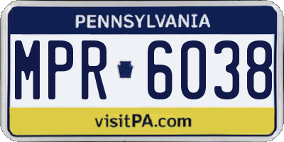 PA license plate MPR6038