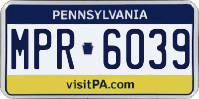 PA license plate MPR6039