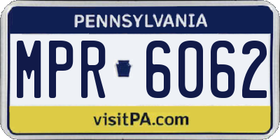 PA license plate MPR6062