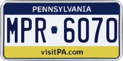 PA license plate MPR6070