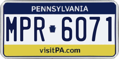PA license plate MPR6071