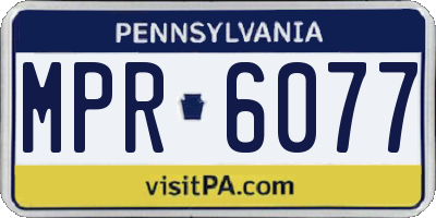 PA license plate MPR6077