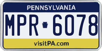 PA license plate MPR6078