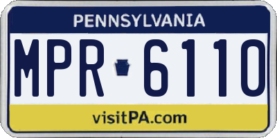 PA license plate MPR6110