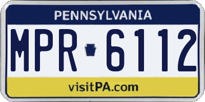 PA license plate MPR6112