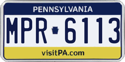 PA license plate MPR6113