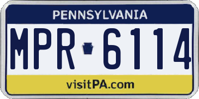 PA license plate MPR6114