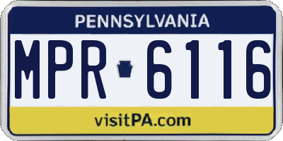 PA license plate MPR6116
