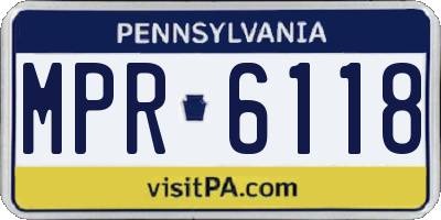 PA license plate MPR6118