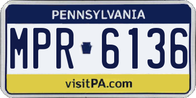 PA license plate MPR6136