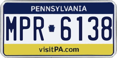 PA license plate MPR6138