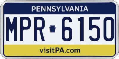 PA license plate MPR6150