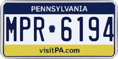 PA license plate MPR6194